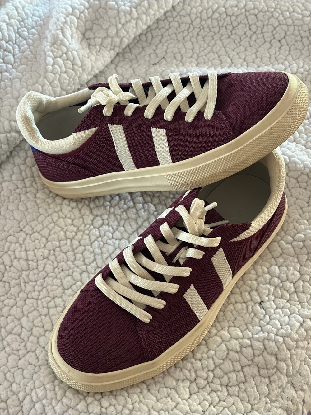 Rothy's Women’s Burgundy Sneakers with Cream Accents
